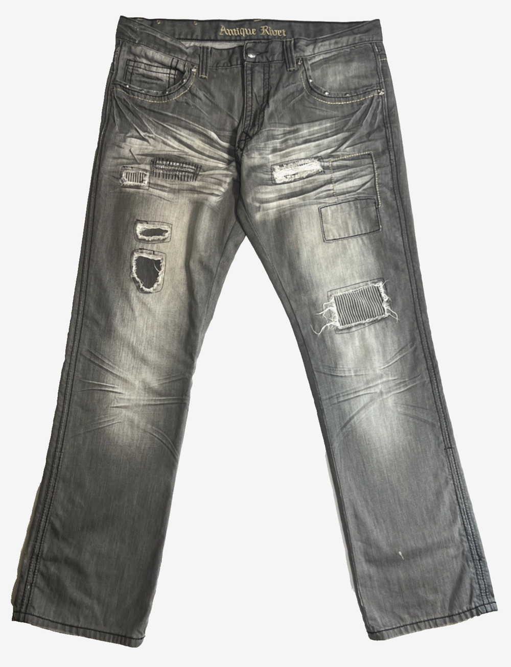 Antique Rivet Men’s Distressed Blue Jeans Men’s Size 36x32 RN97628